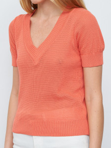 Джемпер короткий рукав л1321 коралл