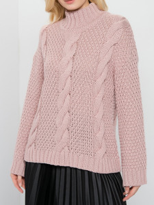 Джемпер высокое горло л21157 розовый