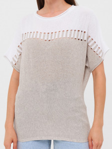 Джемпер короткий рукав л1122 льняной