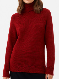 Джемпер высокое горло л40925 вишневый