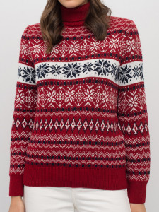 Джемпер высокое горло л21025 бордо