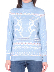 Джемпер высокое горло л40915 голубой