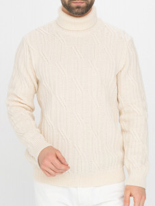 Джемпер высокое горло 82371 молочный